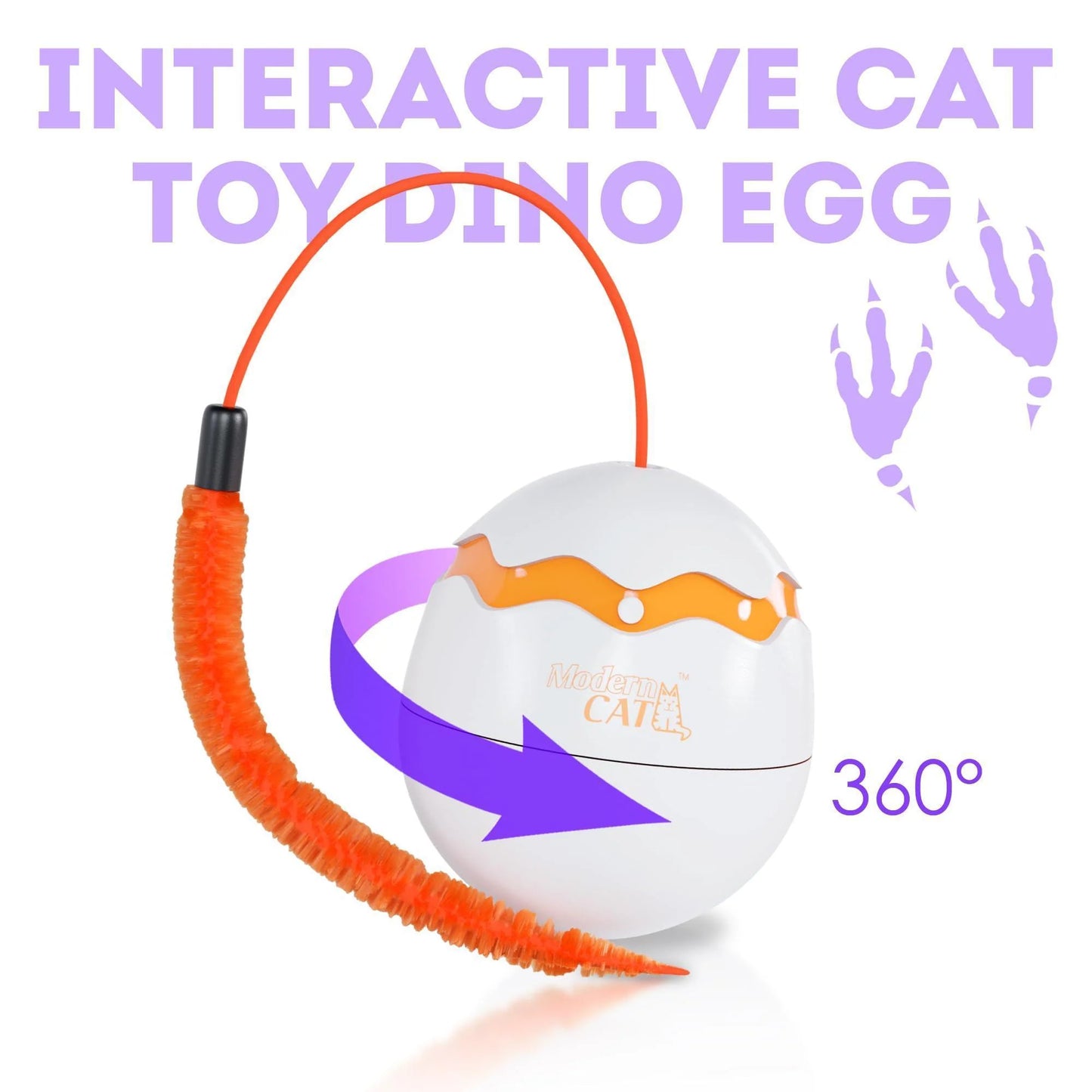 Interactive Cat Toy Dino Egg White Automatic Toy with 360 Degree Rotation Auto