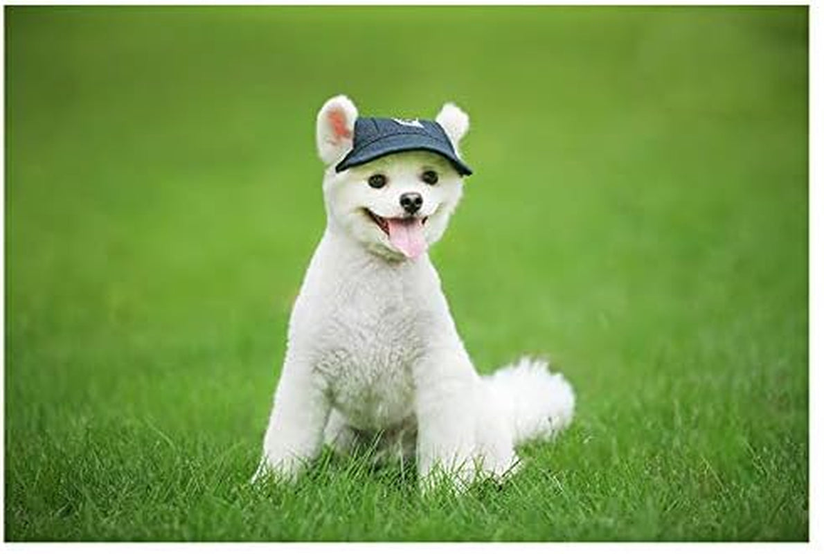 Baseball Caps Hats with Neck Strap Adjustable Comfortable Ear Holes for Small Medium and Large Dogs in Outdoor Sun Protection (L, Black Jeans)