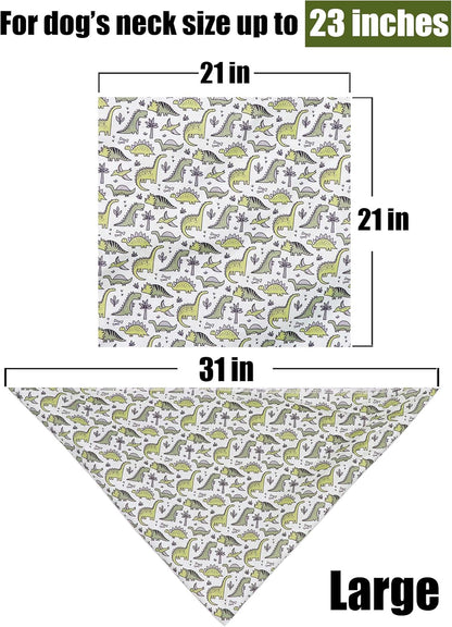 Dog Bandana, Cotton Dog Bandanas Dog Triangle Bibs Scarf for Small to Large Dogs and Cats (Large, Dinosaur)