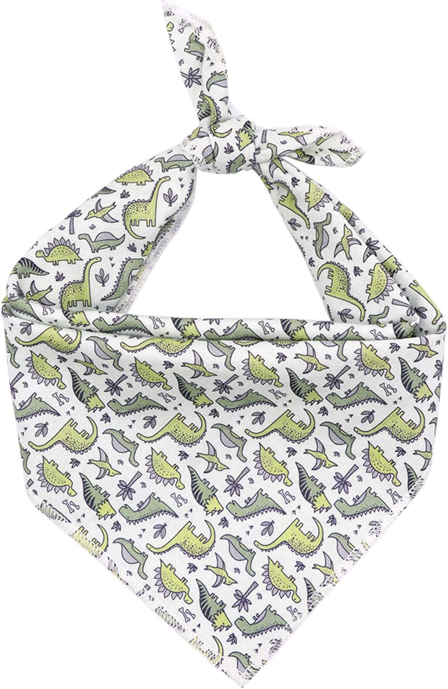 Dog Bandana, Cotton Dog Bandanas Dog Triangle Bibs Scarf for Small to Large Dogs and Cats (Large, Dinosaur)