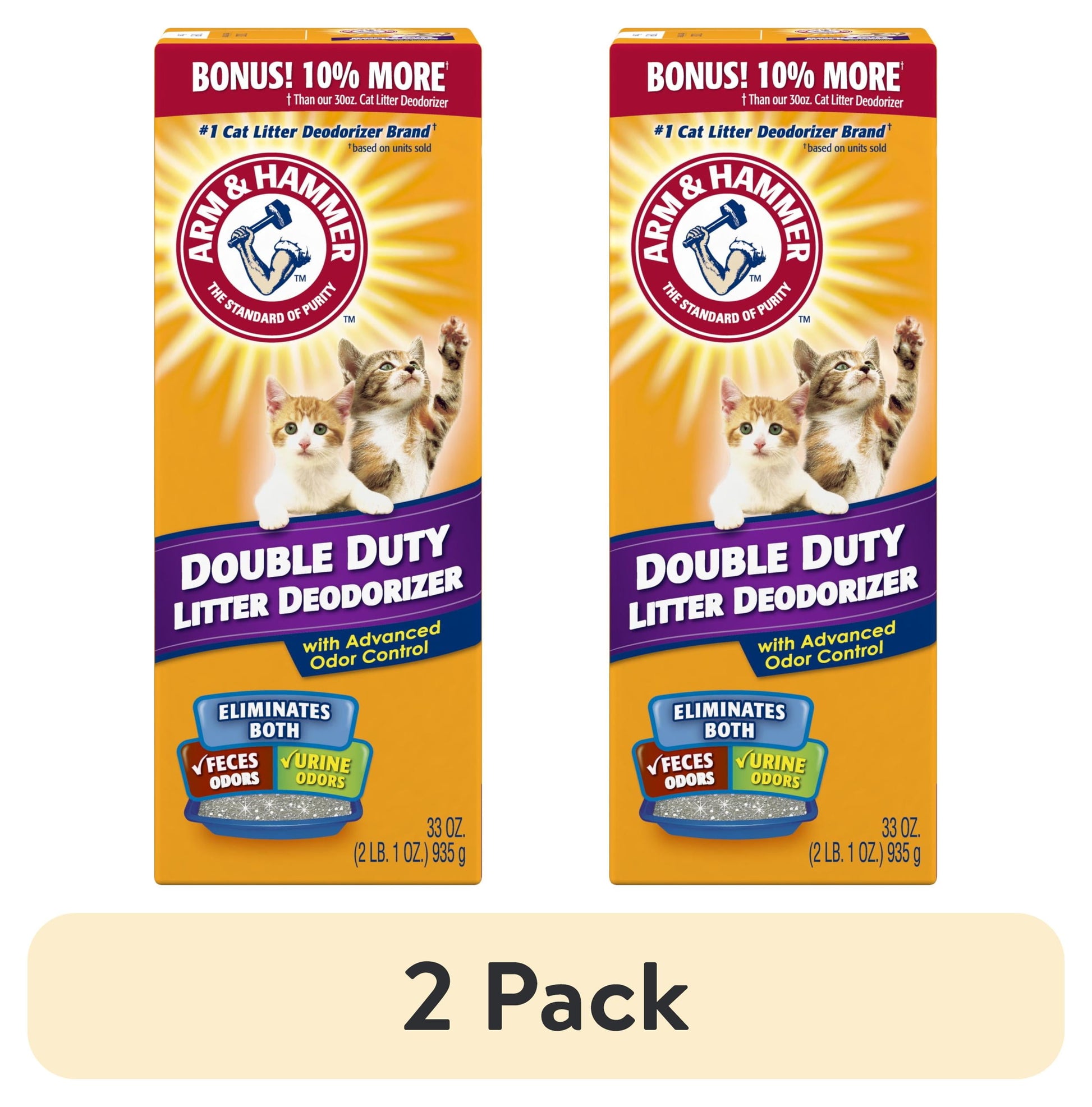 (2 Pack)  Double Duty Cat Litter Deodorizer and Pet Odor Eliminator, 33 Oz Box