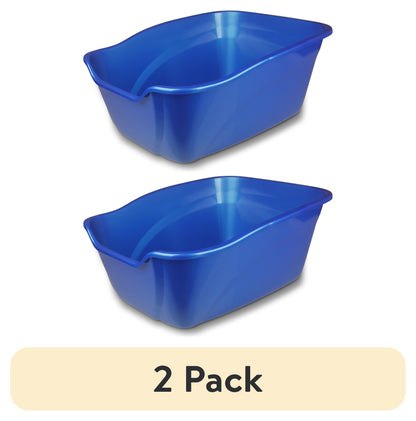 (2 Pack)  High Sided Cat Litter Box, Giant, Color May Vary