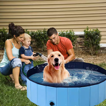 63 Ft. Ft. Blue Indoor Outdoor Portable Leakproof Foldable Dog Pet Pool Kiddie Bathing Tub