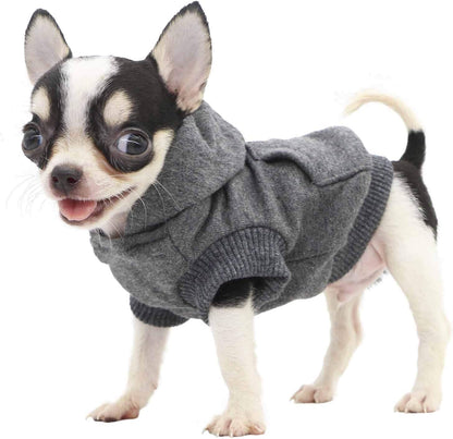 Dog Cotton Hoodies Sweatshirts for Small Dogs Chihuahua Puppy Clothes Cold Weather Coat-Charcoal/Xs