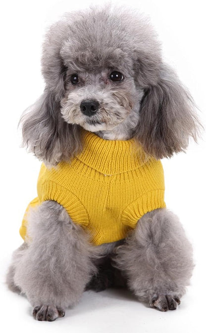 Small Dog Sweaters Knitted Pet Cat Sweater Warm Dog Sweatshirt Dog Winter Clothes Kitten Puppy Sweater (X-Small,Yellow)