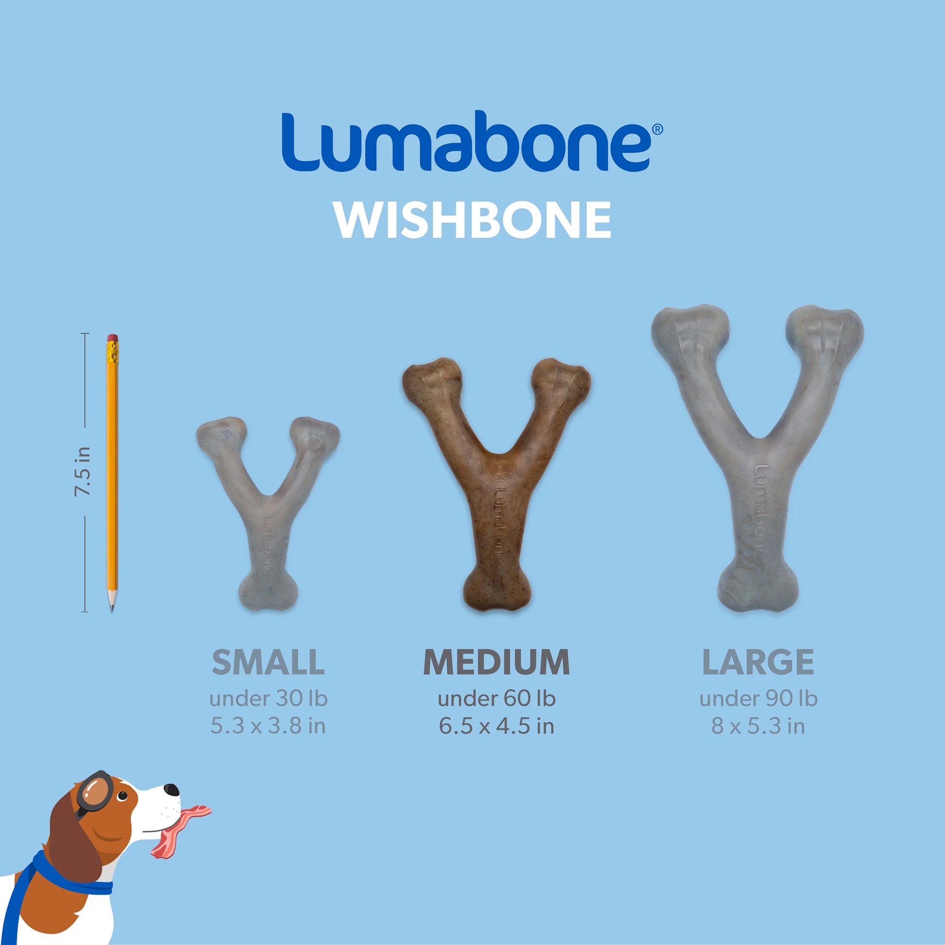 Real Bacon Durable Wishbone Dog Chew Toy, Medium