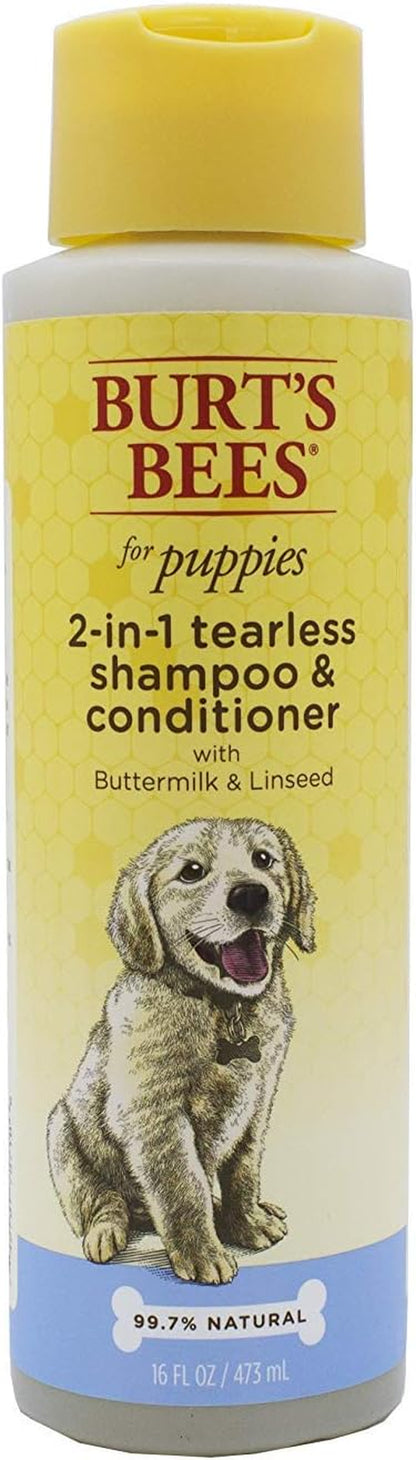 Tearless Puppy 2-In-1 Shampoo and Conditioner with Buttermilk and Linseed Oil, 95% Natural Origin Formulas, Shampoo for Puppies - Gentle Puppy Shampoo Tear Free, 16 Oz