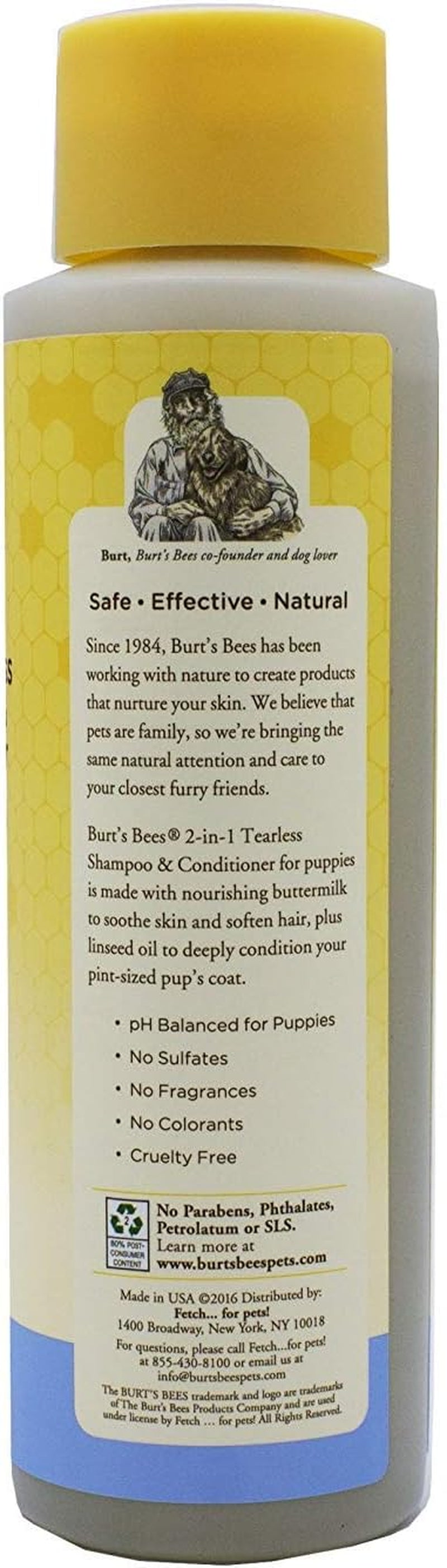 Tearless Puppy 2-In-1 Shampoo and Conditioner with Buttermilk and Linseed Oil, 95% Natural Origin Formulas, Shampoo for Puppies - Gentle Puppy Shampoo Tear Free, 16 Oz