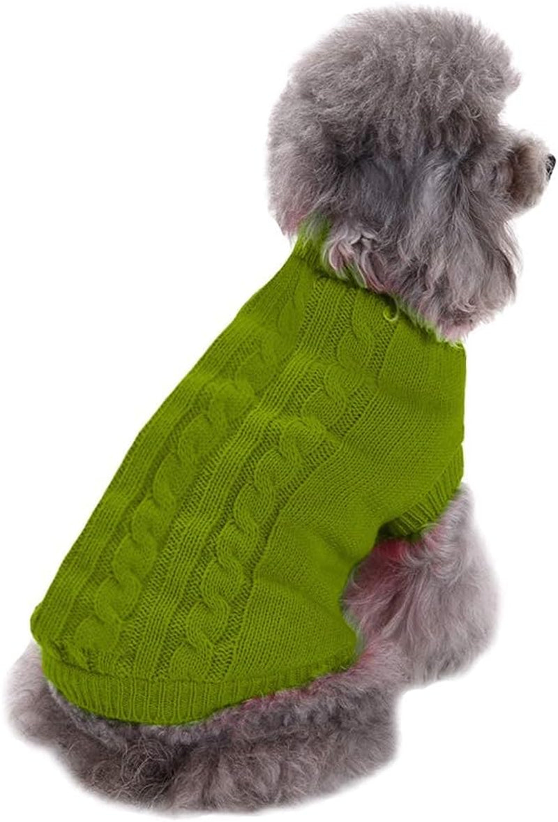 Small Dog Sweaters Knitted Pet Cat Sweater Warm Dog Sweatshirt Dog Winter Clothes Kitten Puppy Sweater (X-Small,Light Green)