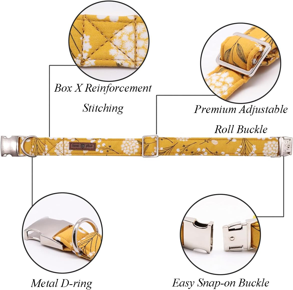 Dog Collar with Flower, Soft and Comfortable, Adjustable Collar for Medium Dogs Girl, Neck 13.5-22 Inches