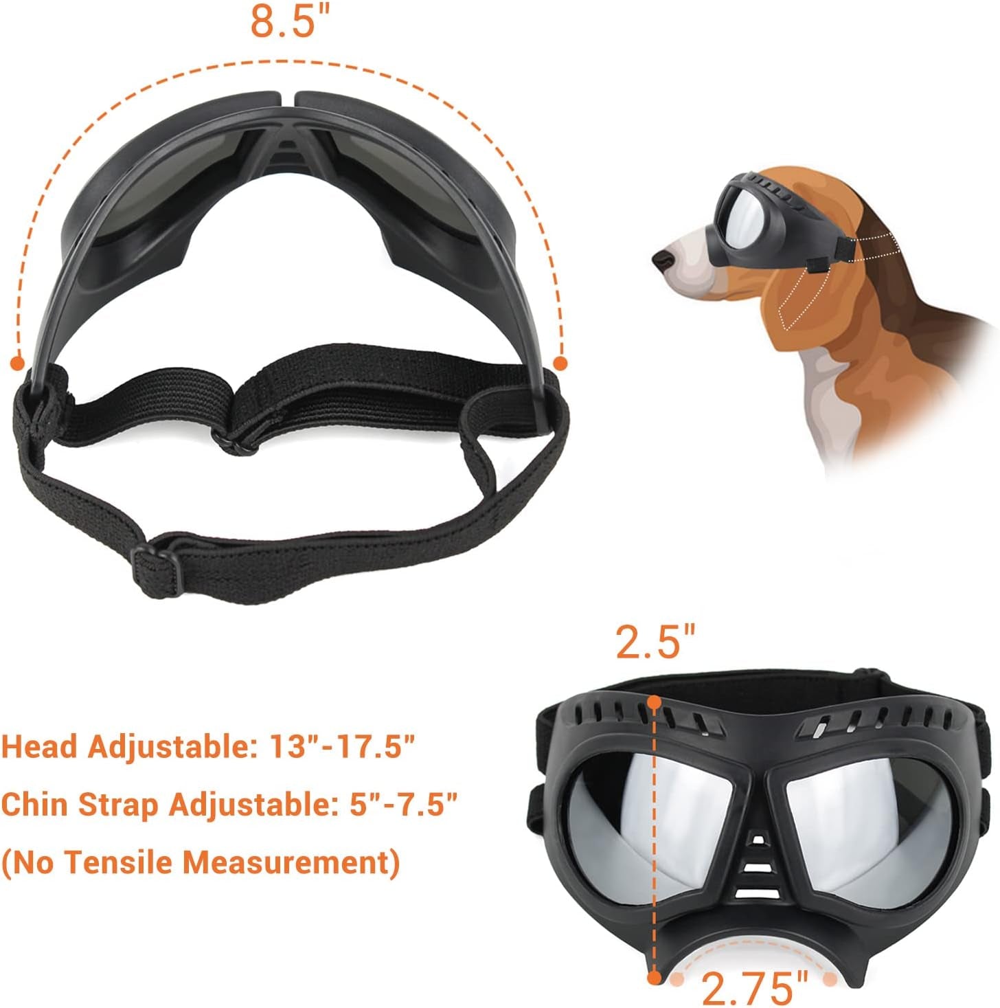 Dog Goggles Medium Breed, Dog Sunglasses for Medium Dog Puppy Sunglasses UV Protection for Dog Driving Hiking, Blue Lens