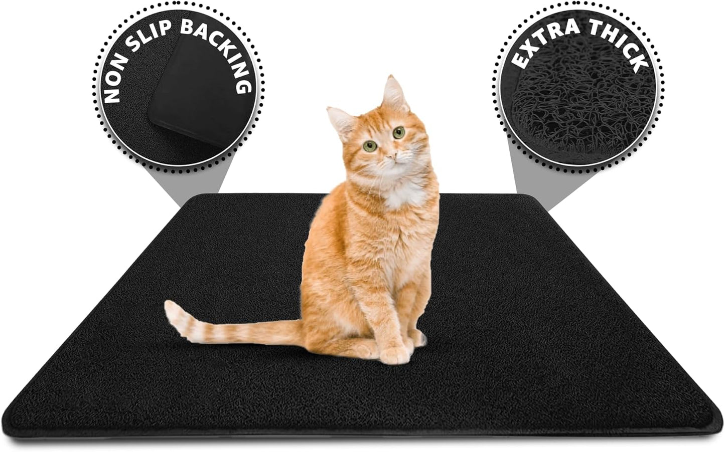 - Extra Large Cat Litter Mat - Pet Rug - Catches Litter That Spills outside Litter Box - Easy to Clean - Non-Slip - Litter Box Mat - Kitty Litter Catcher - Black XL Size (47" X 33”)