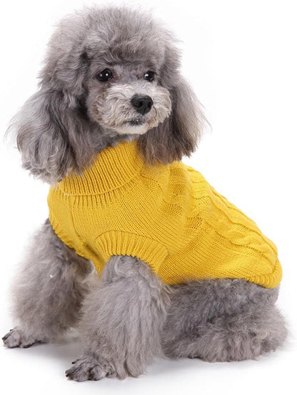 Small Dog Sweaters Knitted Pet Cat Sweater Warm Dog Sweatshirt Dog Winter Clothes Kitten Puppy Sweater (X-Small,Yellow)