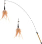 Feather Teaser Cat Toy, Interactive Feather Wand Cat Toy Flying Feather Cat Catcher with Extra Long 34.5" Wand and Small Bell, Fun Exerciser Playing Toy for Kitten or Cat, Brown Feather