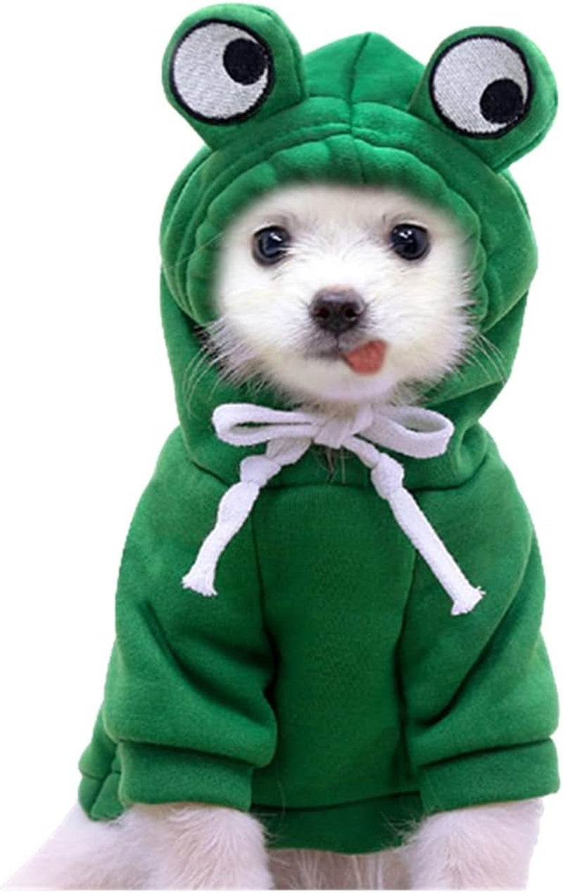 Cute Green Dog Hoodie Clothes Costume Dog Fleece Sweater for Dogs Puppy Coat Dog Warm Clothe (Green, Large)